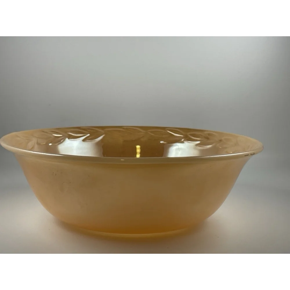 Anchor Hocking Fire King Peach Lustre Sheaves of Wheat Vegetable/Fruit Lg Bowl